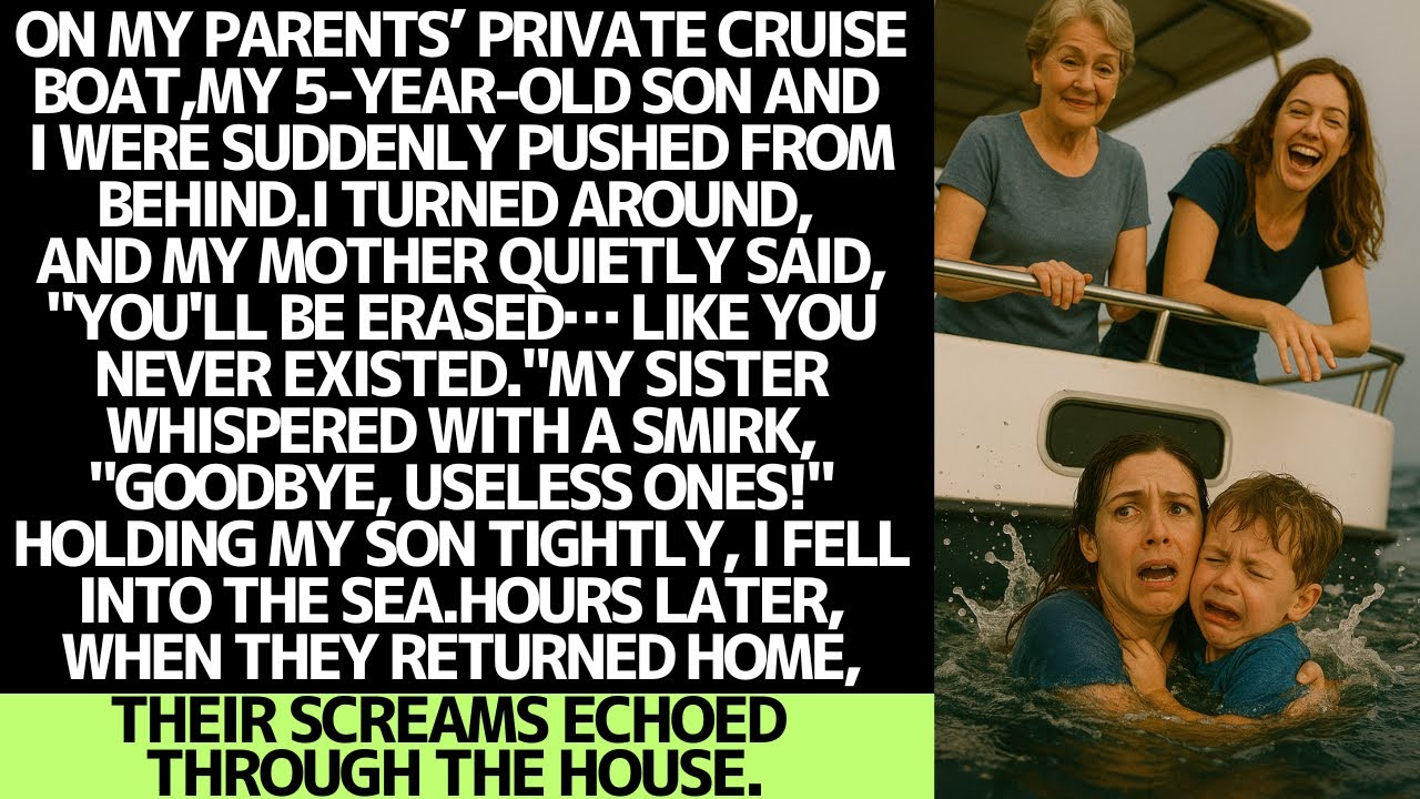 My parents pushed me and my son off their cruise boat… hours later, they screamed.