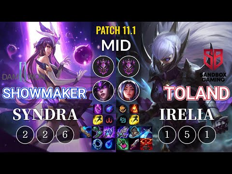 DWG Showmaker Syndra vs SB.A TolanD Irelia Mid - KR Patch 11.1