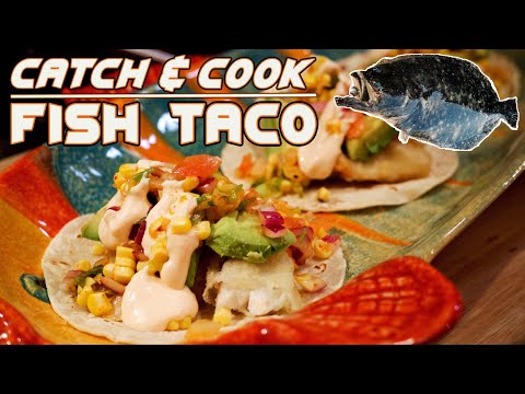 Catch and Cook FISH TACOS! Fluke, Roast Corn - Kimchi Salsa, Tempura Flounder