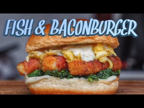 FISCHSTÄBCHENBURGER mit BACON, SPINAT und EI - deutsches BBQ-Video - 0815BBQ