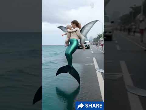 Gorgeous mother Mermaid with adorable baby girls #mermaid #funnyshorts #shorts