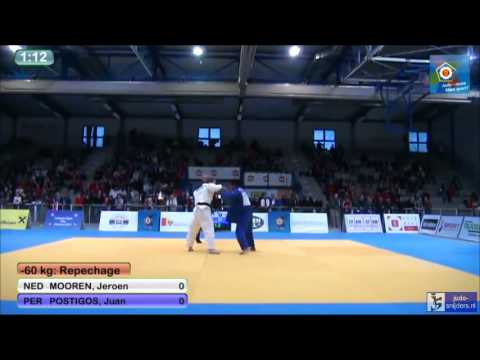 Judo 2014 European Open Men Oberwart: Mooren (NED) - Postigos (PER) [-60kg] rep