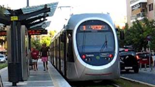 preview picture of video 'Tραμ Αθήνας - Athens tram line 3 EMU running along the...'