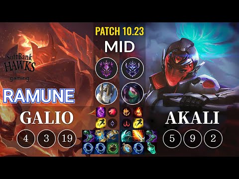 SHG Ramune Galio vs Akali Mid - KR Patch 10.23