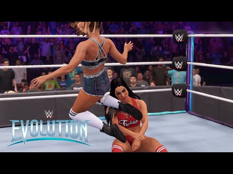 WWE 2K22 EVOLUTION NIKKI BELLA W/BRIE BELLA VS DAKOTA KAI W/RAQUEL GONZALEZ - DIVAS TITLE MATCH