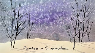 I Painted This Winter Scene in Just 5 Minutes | Watercolor