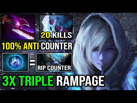 WTF 3x Triple Fountain Rampage Drow Ranger | OP Max Range Frost Arrow 100% EZ Anti Counter Dota 2