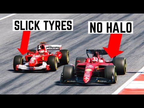 Ferrari F1 2022 NO Halo vs Ferrari F1 2004 SLICK TYRES at Spa Francorchamps