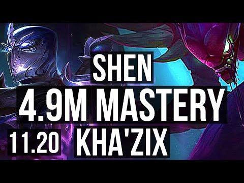 SHEN vs KHA'ZIX (JUNGLE) | 4.9M mastery, 9/2/8, 800+ games | NA Diamond | v11.20