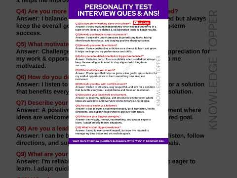 Personality Test Job Interview Questions and Answers