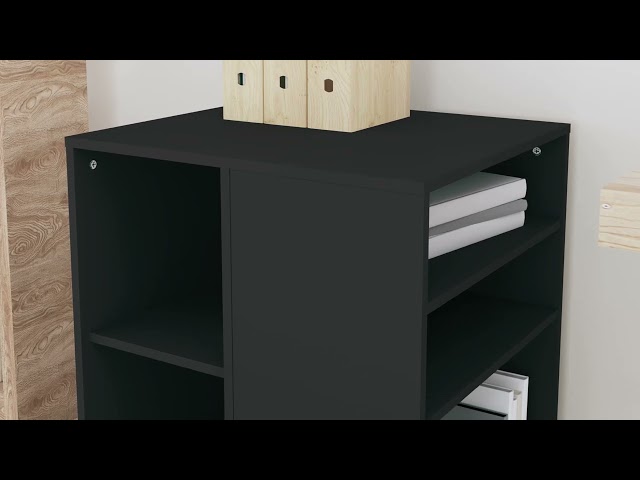 Video Teaser für 808459 vidaXL Rolling Cabinet Black 60x53x72 cm Engineered Wood