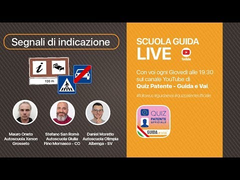 🔴Scuola Guida Live !! - Segnali di indicazione 2° parte
