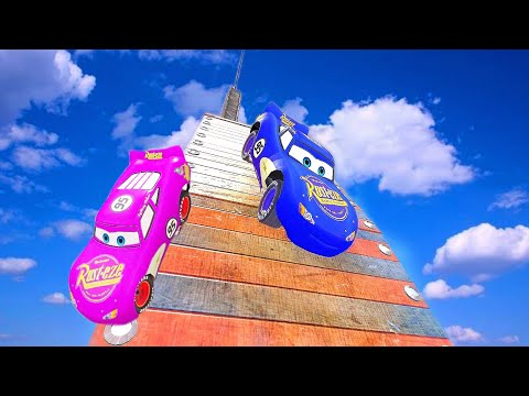 GTA IV Blue McQueen And Pink McQueen Empire state Jumps - GTA 4 Mods Perfact landing