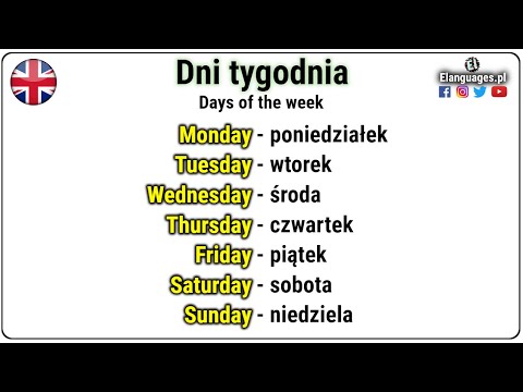 Dni tygodnia po angielsku