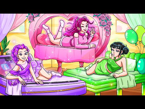 HUNTRIX Build a Bunk Bed for Triplets! Emerald Girl, Ruby Girl and Diamond Girl in ROOM | Animation