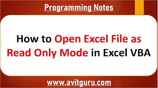 How to Open Excel File as Read Only Mode in Excel VBA