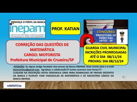 INEPAM Exam Board - Driver Position - Cruzeiro/SP City Hall - Embu das Artes/SP Municipal Guard E...