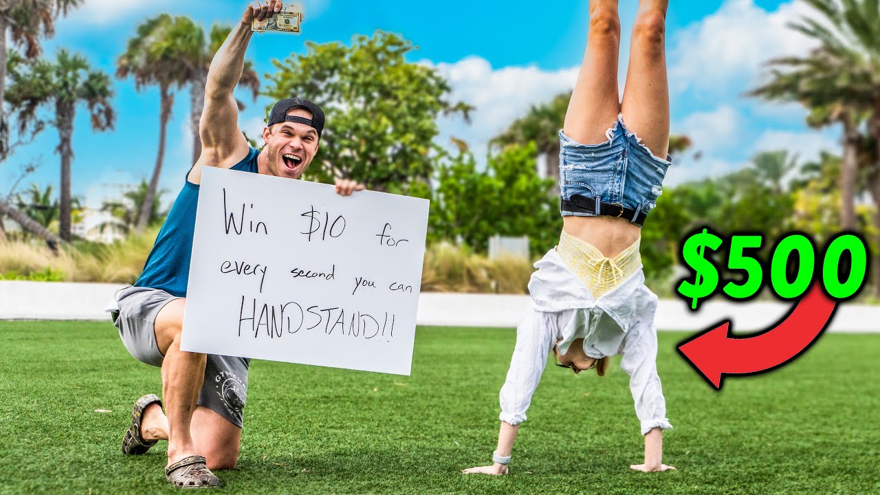 WIN $10 For Every Second You Can Hold a HANDSTAND!