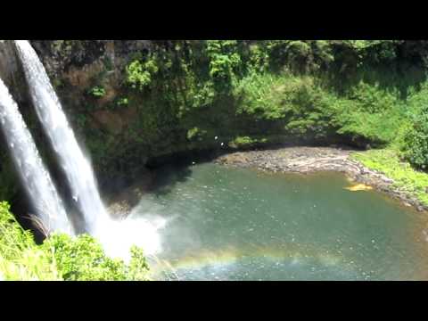 Tropicbirds Flying Around Wailua Falls