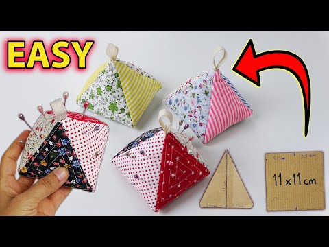 DIY PINCUSHION FROM LEFTOVER FABRICS / Recycling Of Waste Fabrics / Pyramid / Easy Sewing Tutorial