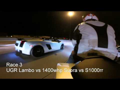 2000whp 2R UGR Gallardo vs 900whp GTR vs S1000rr vs 1400whp Supra vs zx10r