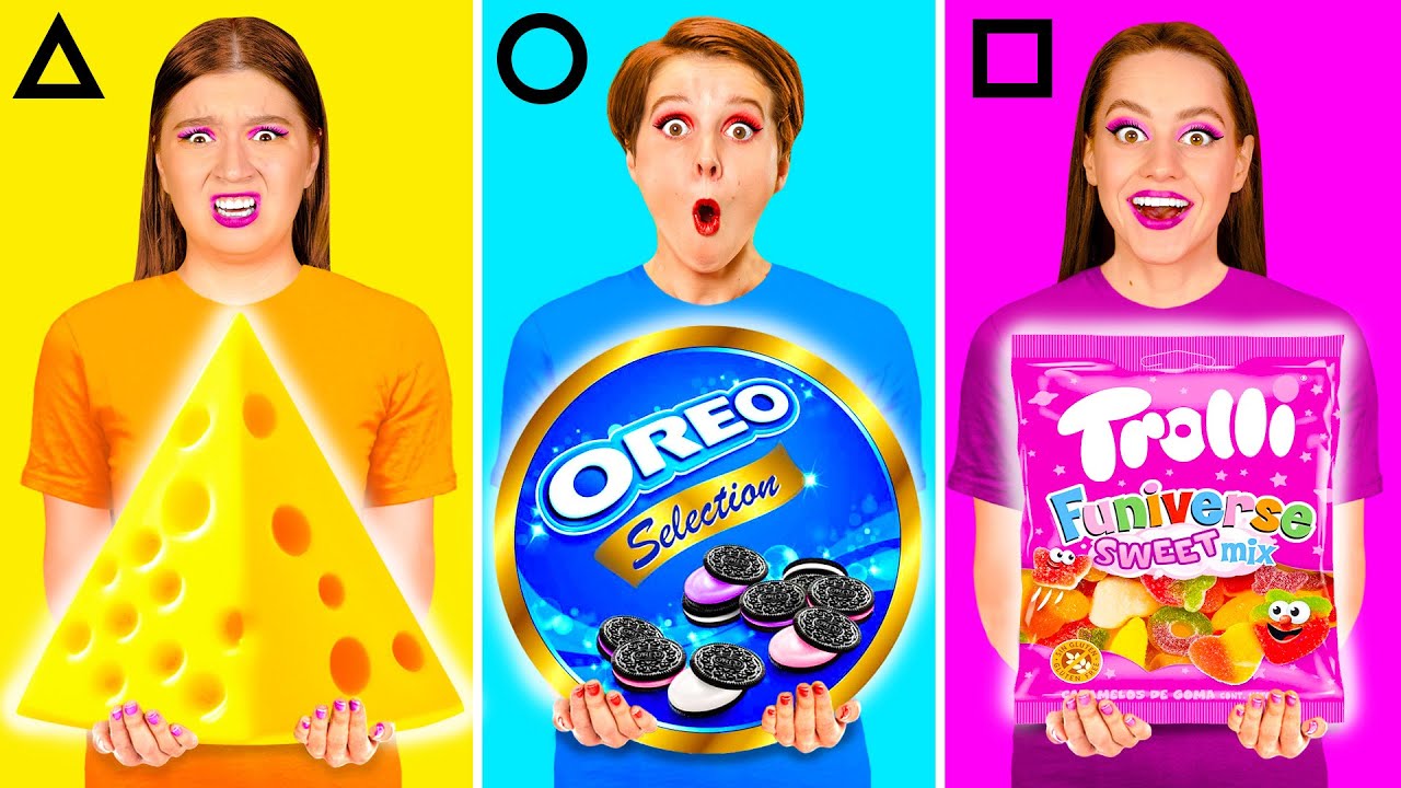 幾何学的形状の食品チャレンジ | 驚くべきハックとトリック DaRaDa Challenge