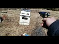 Detailing An Oven Range With An 1851 44 Caliber Colt Navy Sheriff Black Powder Revolver