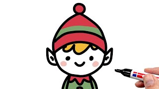 How to Draw a Cute Christmas Elf (EASY)