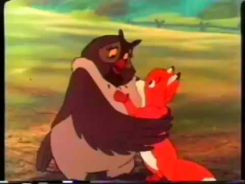 Vintage trailer frame from Disney’s The Fox and the Hound (1981) showing Tod and Copper together, reflecting the soundtrack’s tender-folksy mood