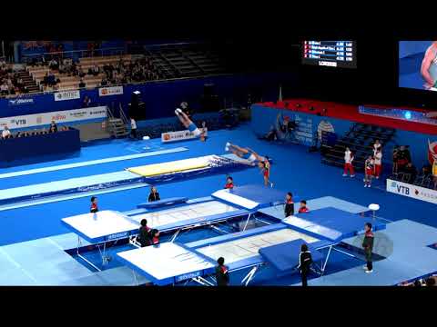 Uzbekistan (UZB) M - 2019 Trampoline Worlds, Tokyo (JPN) - Qualification Synchro R1