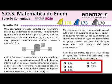 Questão 138 prova rosa enem 2019 - cálculo de volumes