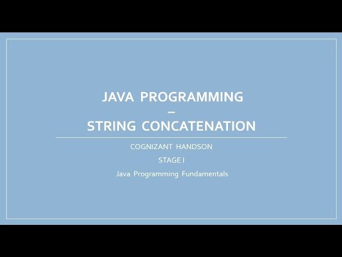 String Concatenation Java Programming Java Programming Fundamentals Cognizant Handson