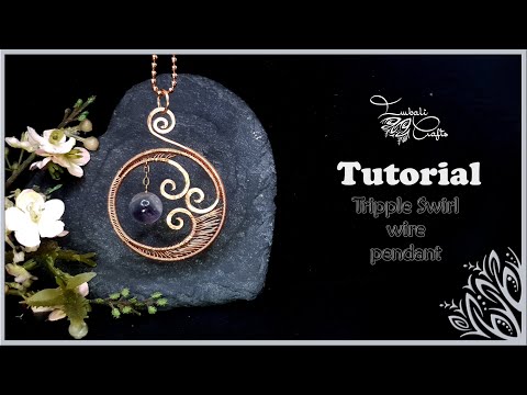 Triple swirl hammered wire work pendant