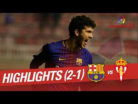 Resumen de FC Barcelona B vs Sporting de Gijón (2-1)