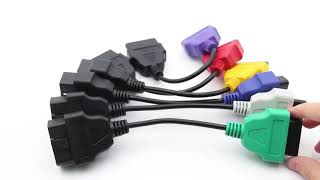 FIAT ALFA GREEN YELLOW RED PURPLE BLUE GRAY A1 A2 A3 A4 A5 A6 sada redukcí pro motor, ABS, posilovač, airbag, CAN, el. systémy, redukce OBD2, červená žlutá zelená fialová modrá šedá multiecuscan