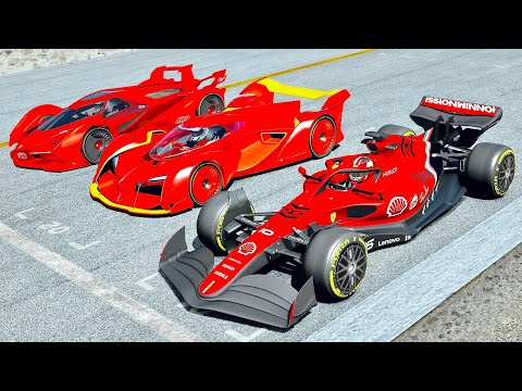 Ferrari F1 2022 vs Lamborghini V12 Vision GT vs McLaren Vision GT at Top Gear Track