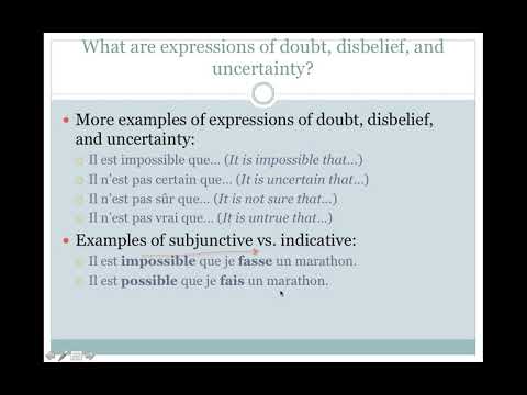 Subjunctive: Expressions of Doubt and the Irregular Verbs Aller, Pouvoir, Savoir, and Vouloir