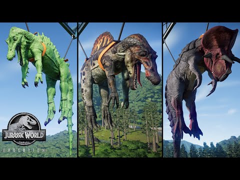 Ultimasaurus vs Tyrannosaurus Rex vs Spinosaurus Large Predatory Dinosaurs Jurassic World Evolution