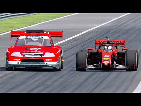Ferrari F1 2019 vs Suzuki Escudo Pikes Peak - Monza