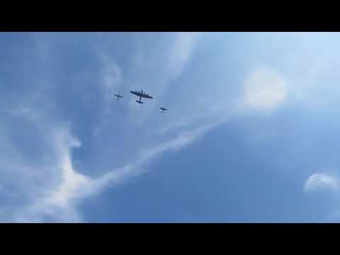 Battle of Britain Heritage : Wellington , Spitfire, Hurricane over Hackney