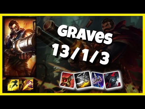 KOREAN Challenger Graves JUNGLE (13/1/3) vs NIDALEE Gameplay Replay - Patch 10.18