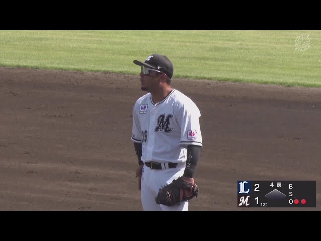 【ファーム】マリーンズ・大下誠一郎 一塁線への鋭い打球をスライディングキャッチ!! 2025年9月25日 千葉ロッテマリーンズ 対 埼玉西武ライオンズ