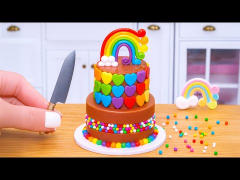 Satisfying Miniature Chocolate Cake Decorating With Heart Rainbow 🌈 Mini Cakes