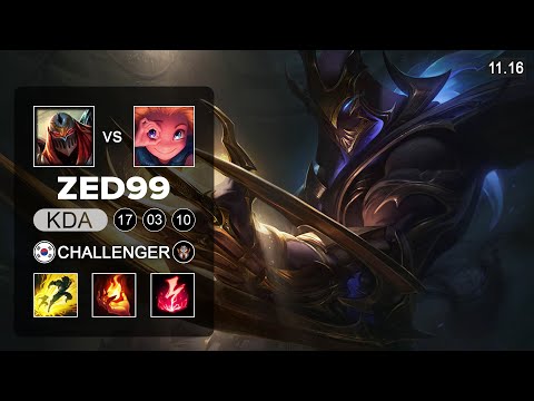 ZED99 Zed Mid vs Zoe - KR Challenger Patch 11.16