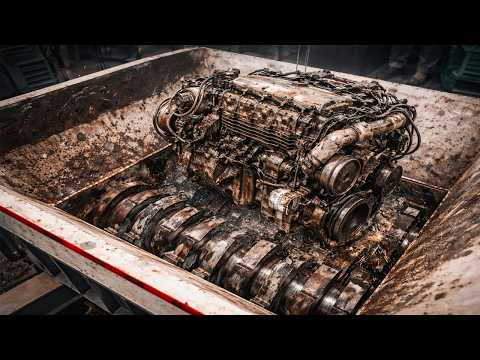 Massive Metal Shredder Machine Vs Hard Metal Engine! Monster Shredding Machine