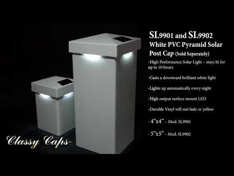 Classy Caps 5X5 White PVC Pyramid Solar Post Cap