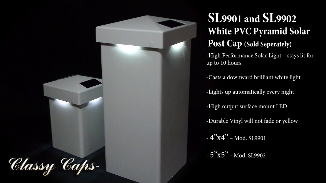Video 1 Watch A Video About the Pyramid White Vinyl Outdoor LED Solar Post Cap