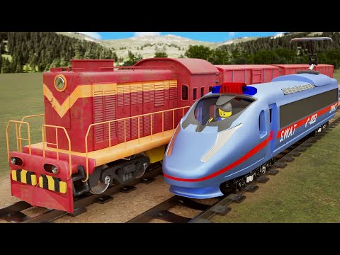 💥Lego Police Thief Train race - Lego toy train Video