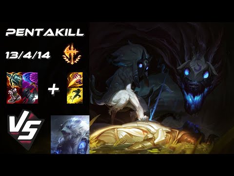 JUNGLE Kindred vs Volibear [PENTAKILL] - EU Grandmaster Patch 14.6