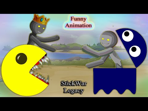 Our Statue and enemy Statue are fighting with Pacman and ghosts- Funny Animation - StickWar Legacy